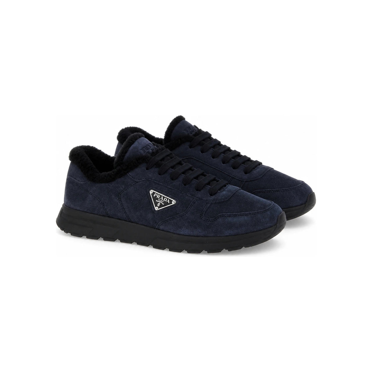 PRADA Black Leather Low-Top Sneakers