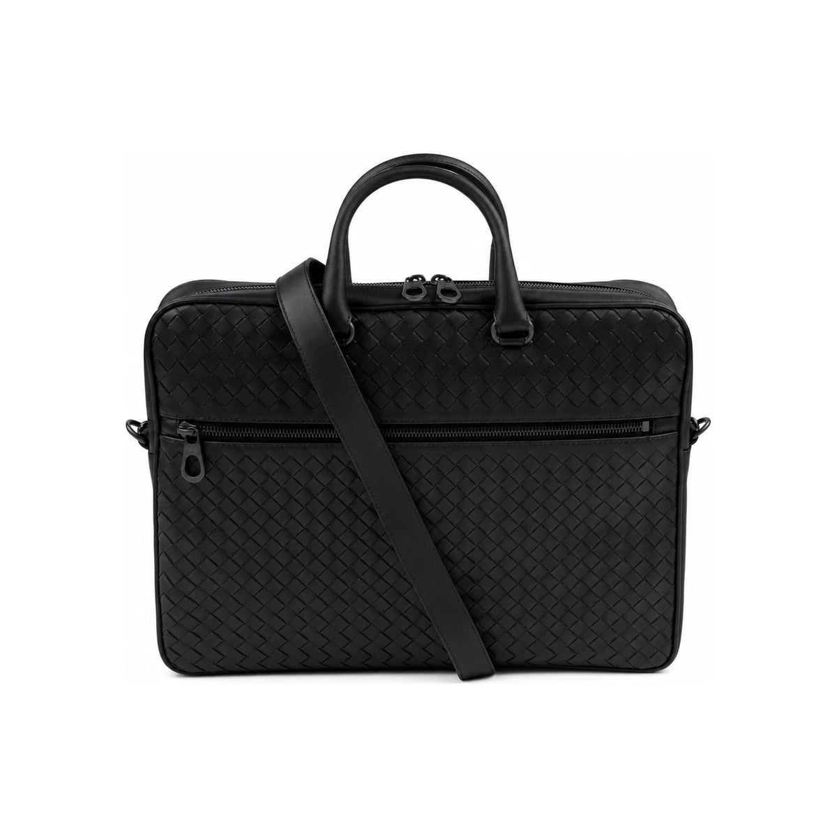 Bottega Veneta Intrecciato Leather Briefcase Black Men's