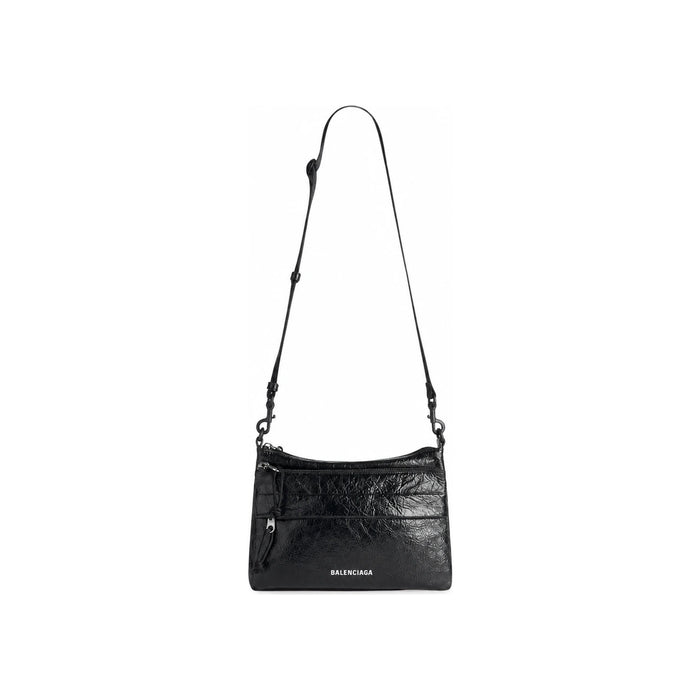 BALENCIAGA Explorer Double Pouch Crossbody Messenger Bag Black