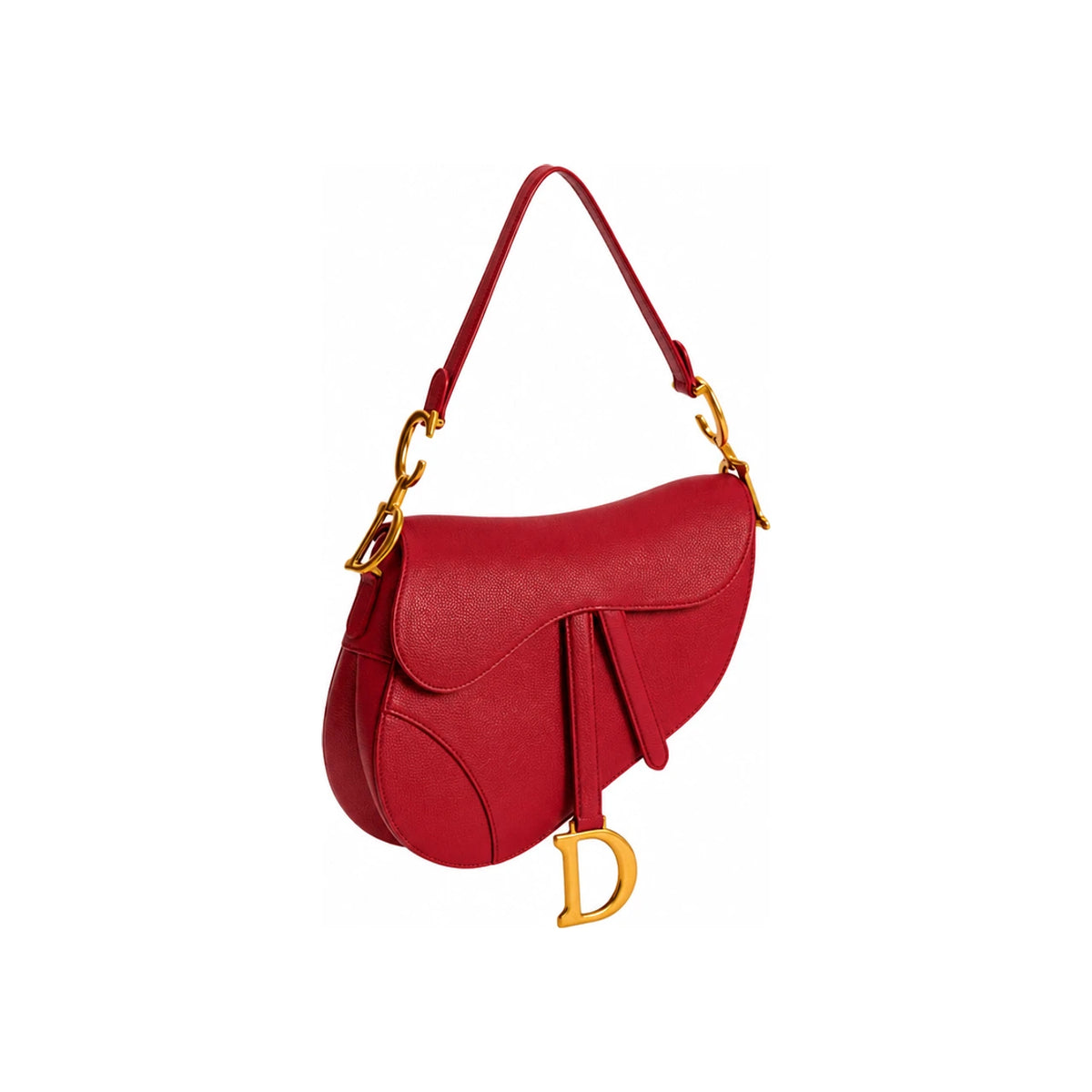 DIOR Saddle Strap Bag Garance Red Grained Calfskin Shoulder Bag M0455CUQW M76R
