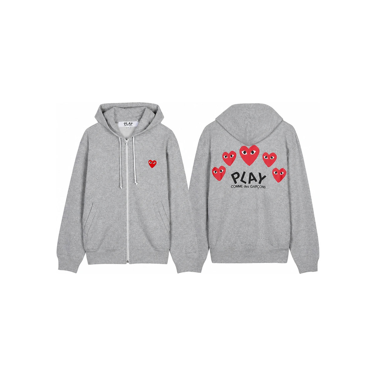 Comme des Garcons Unisex Multi Heart Print Zip-Up Hoodie AZ T250 051 GREY