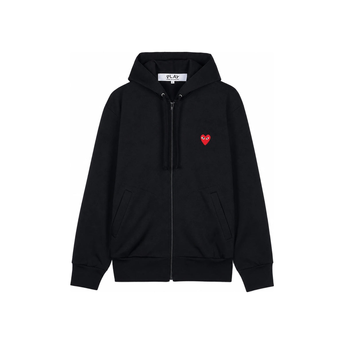 Comme des Garcons Unisex Red Heart Patch Zip Hoodie AZ T172 051 BLACK