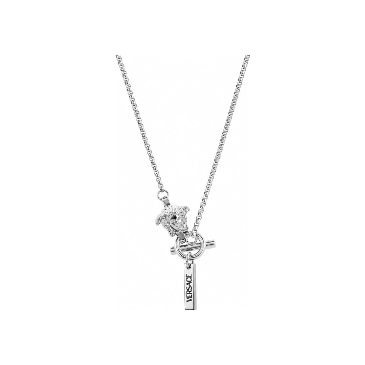 Versace Medusa Logo Charm Rolo Chain Necklace for Men 1022437 1A00620 3J030
