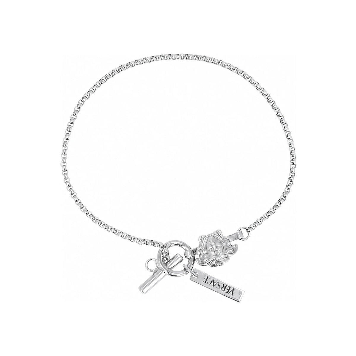 Versace Medusa Logo Charm Rolo Chain Bracelet for Men 1022783 1A00620 3J030
