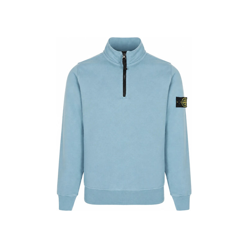 STONE ISLAND Powder Blue Half-Zip Sweatshirt with Patc L1S16 6100013 S0040 V004A