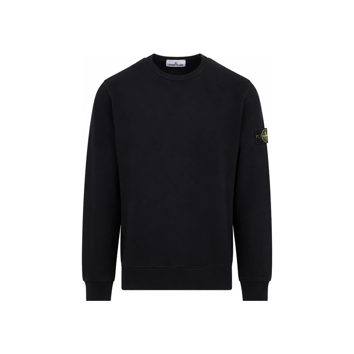 STONE ISLAND Black Cotton Logo Sweatshirt for Men
