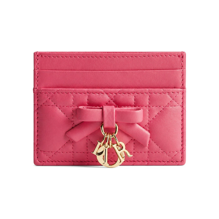 DIOR Lady Dior Freesia Leather Card Holder Wallet
