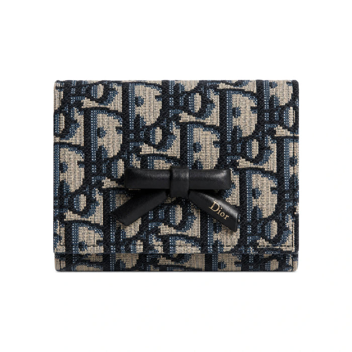 DIOR Glycine Promenade Leather Compact Bifold Wallet Unisex