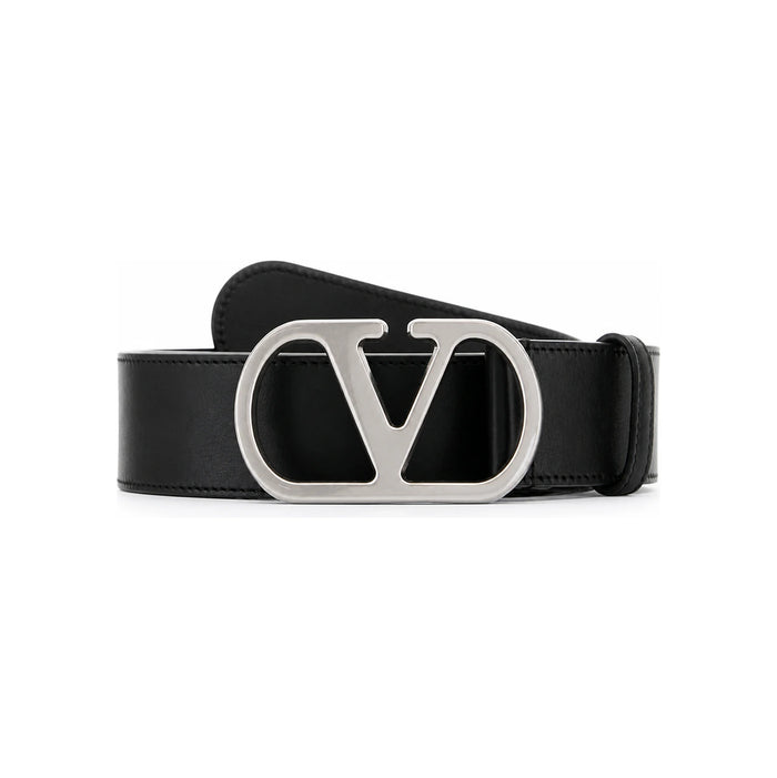 VALENTINO V Logo Men's Leather Belt Black
