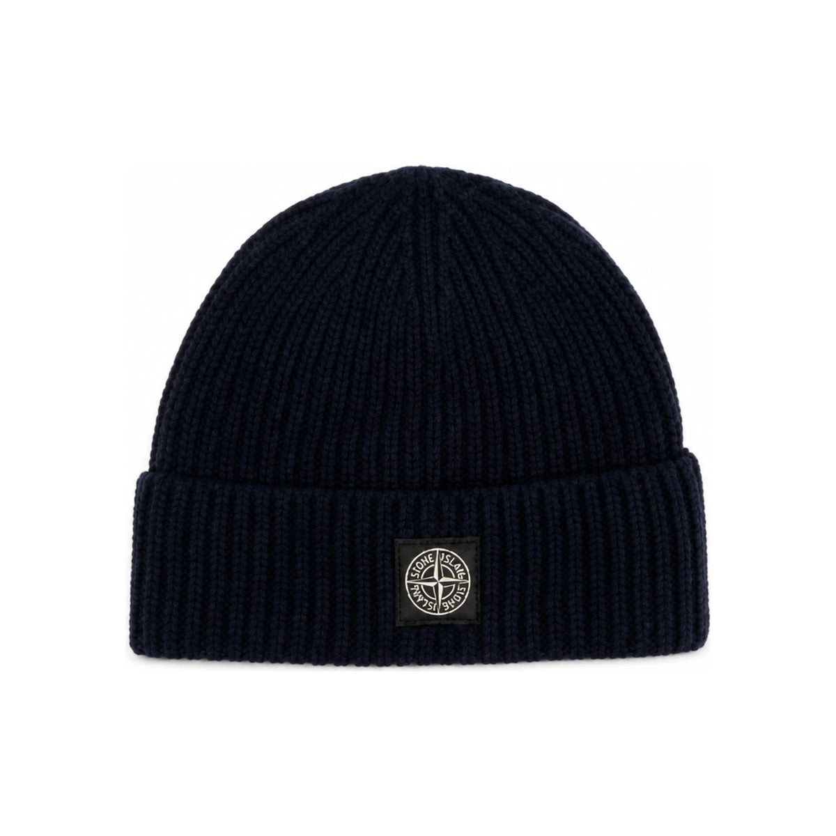 STONE ISLAND Logo Patch Knit Beanie Black Men’s