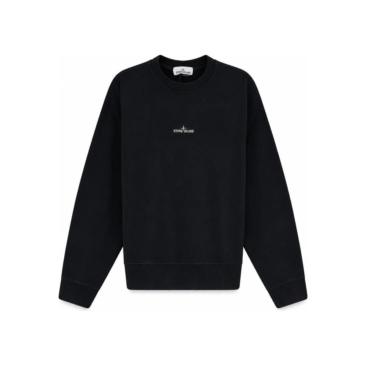 STONE ISLAND Black Cotton Crewneck Sweatshirt