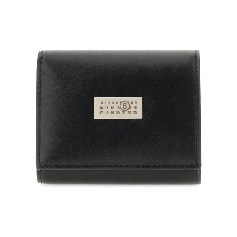 MM6 leather trifold wallet black
