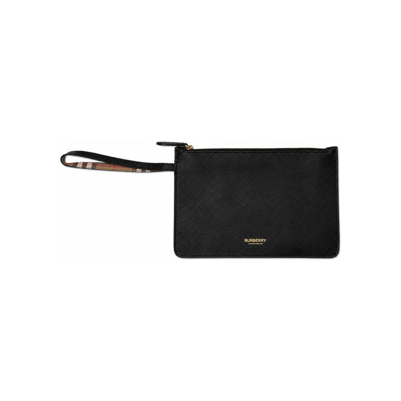 BURBERRY Grain Leather Strap Black Clutch 81214421