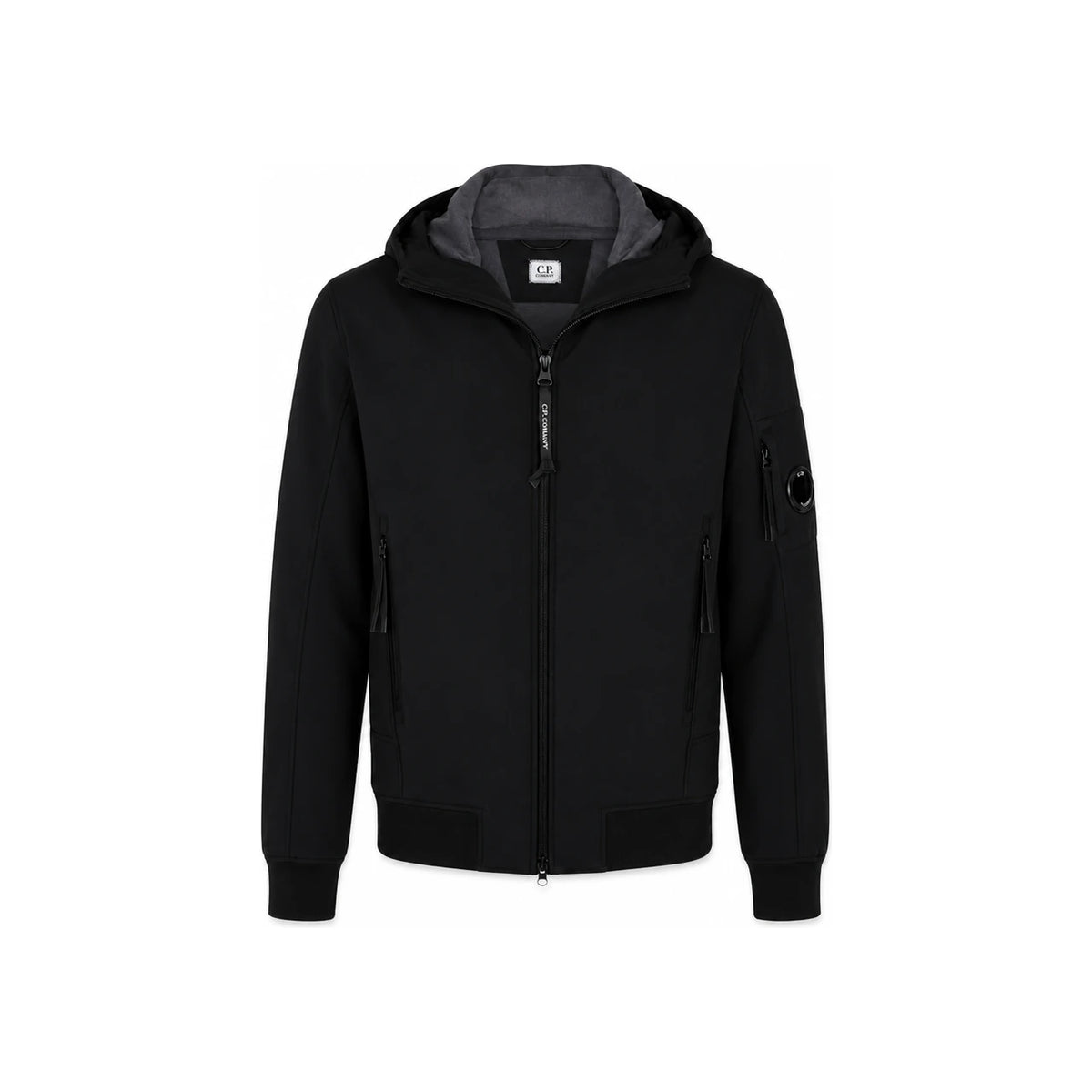 CP Company Black Hooded Zip Shell Jacket with Lens Patch 07CMOW013A 005242A 999