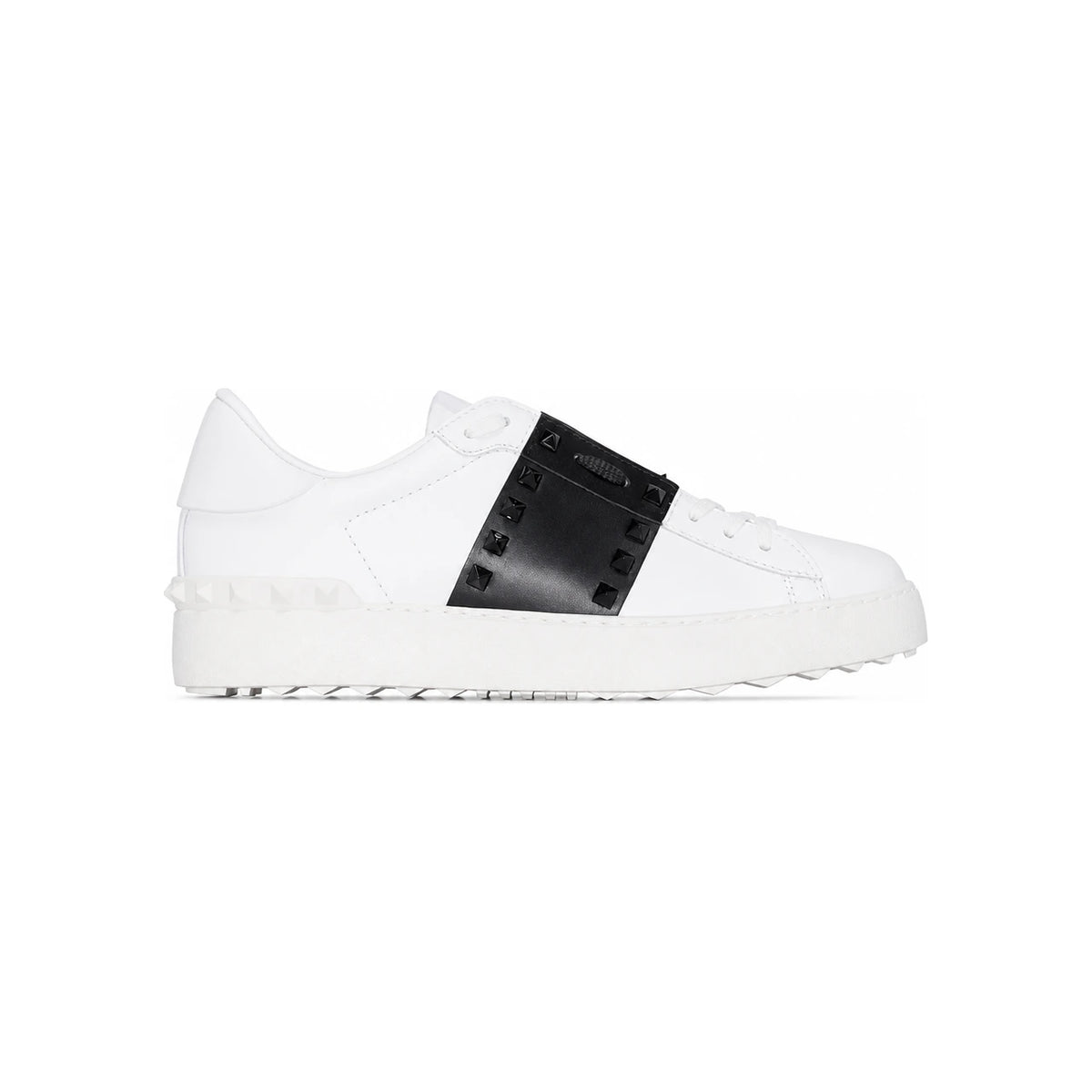 VALENTINO Men’s Black Leather Hidden Open Low-Top Sneakers