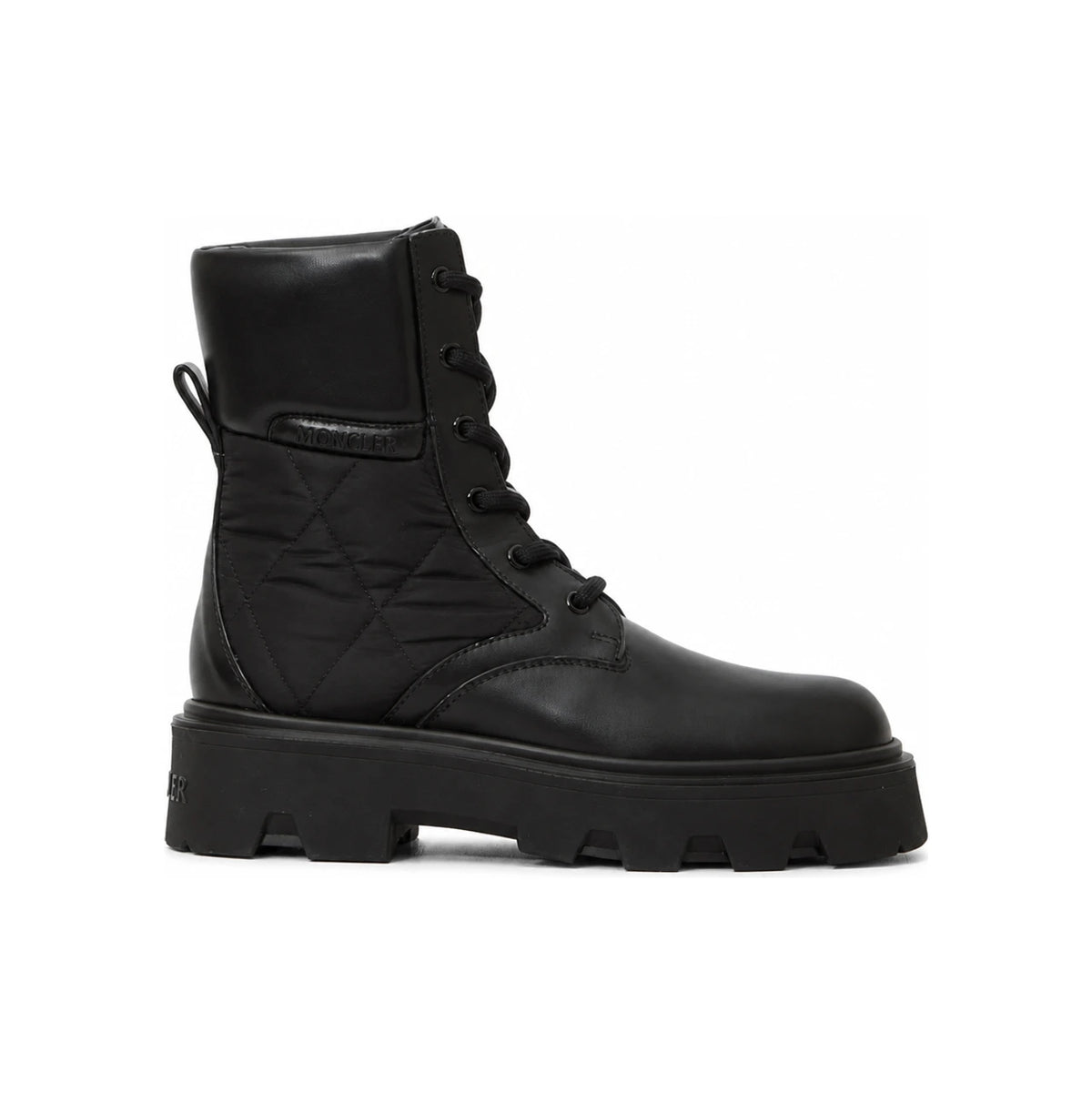 Moncler Black Leather Ankle Boots