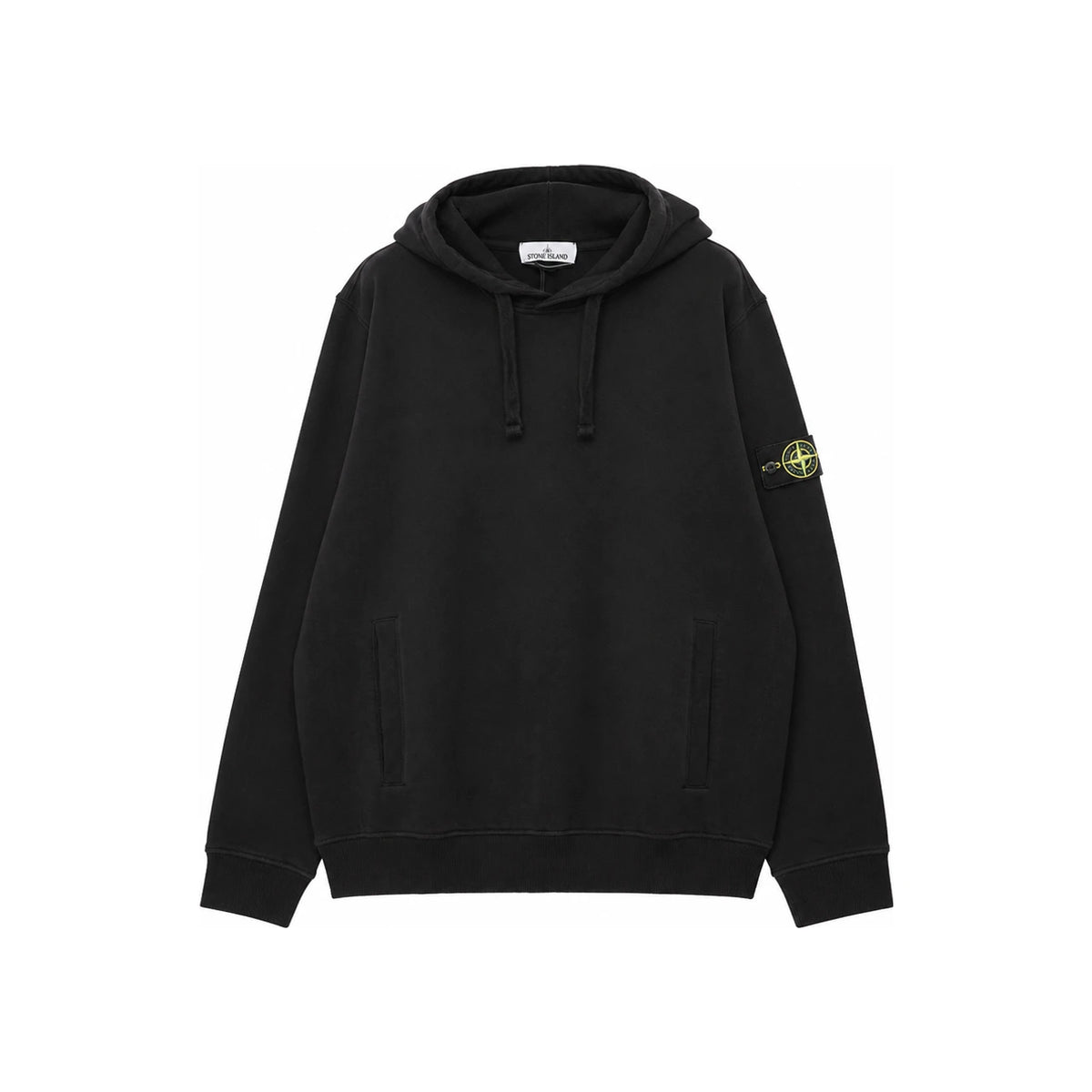 STONE ISLAND Blushed Organic Cotton Fleece Logo Patch Men’s Hoodie Black