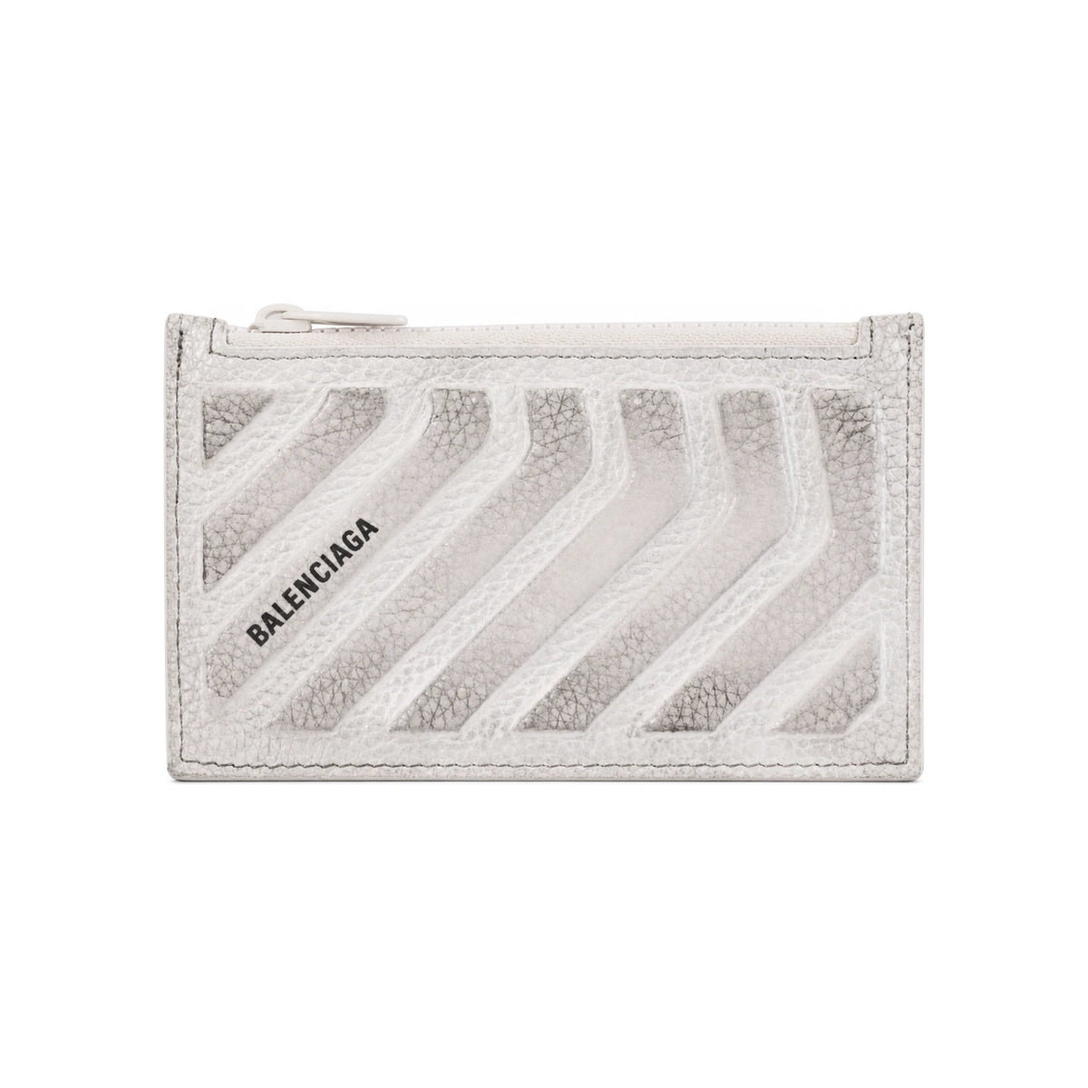 BALENCIAGA Dirty Effect Leather Card Holder Wallet