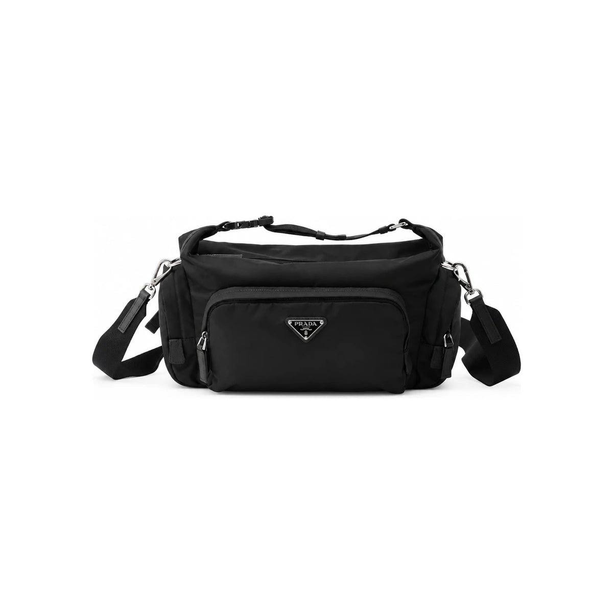 PRADA Black Nylon Leather Tote Bag for Men