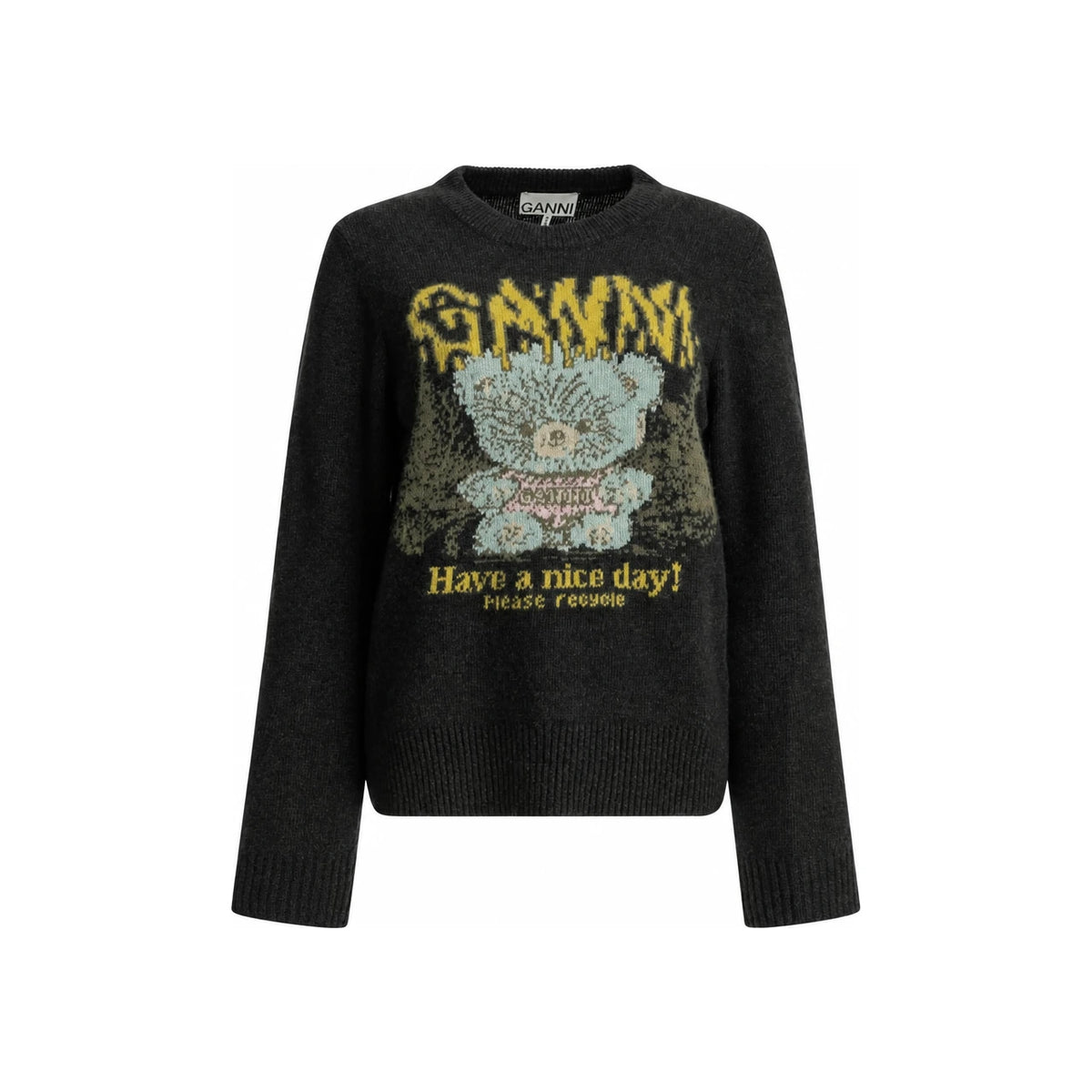 GANNI Teddy Graphic Wool Crewneck Sweater A1150058 252