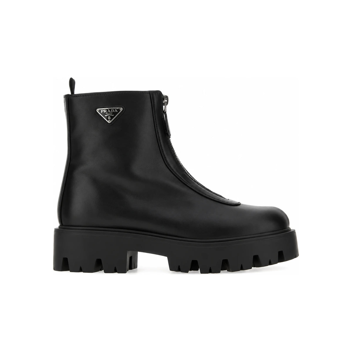 PRADA Black Leather Platform Ankle Boots