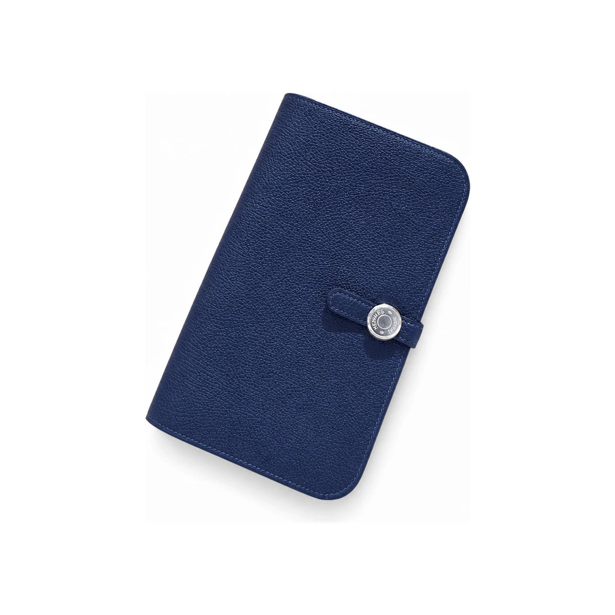 HERMES Togo Leather Dogon Duo Long Wallet Navy Palladium Hardware