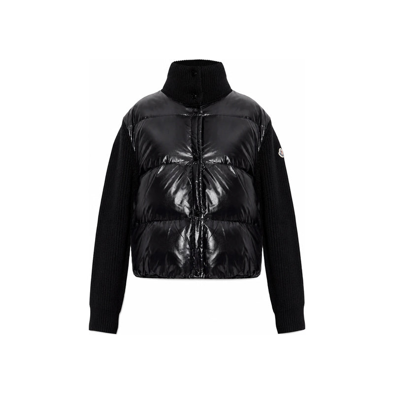 Moncler Logo Patch Black Down Padded Cardigan Women