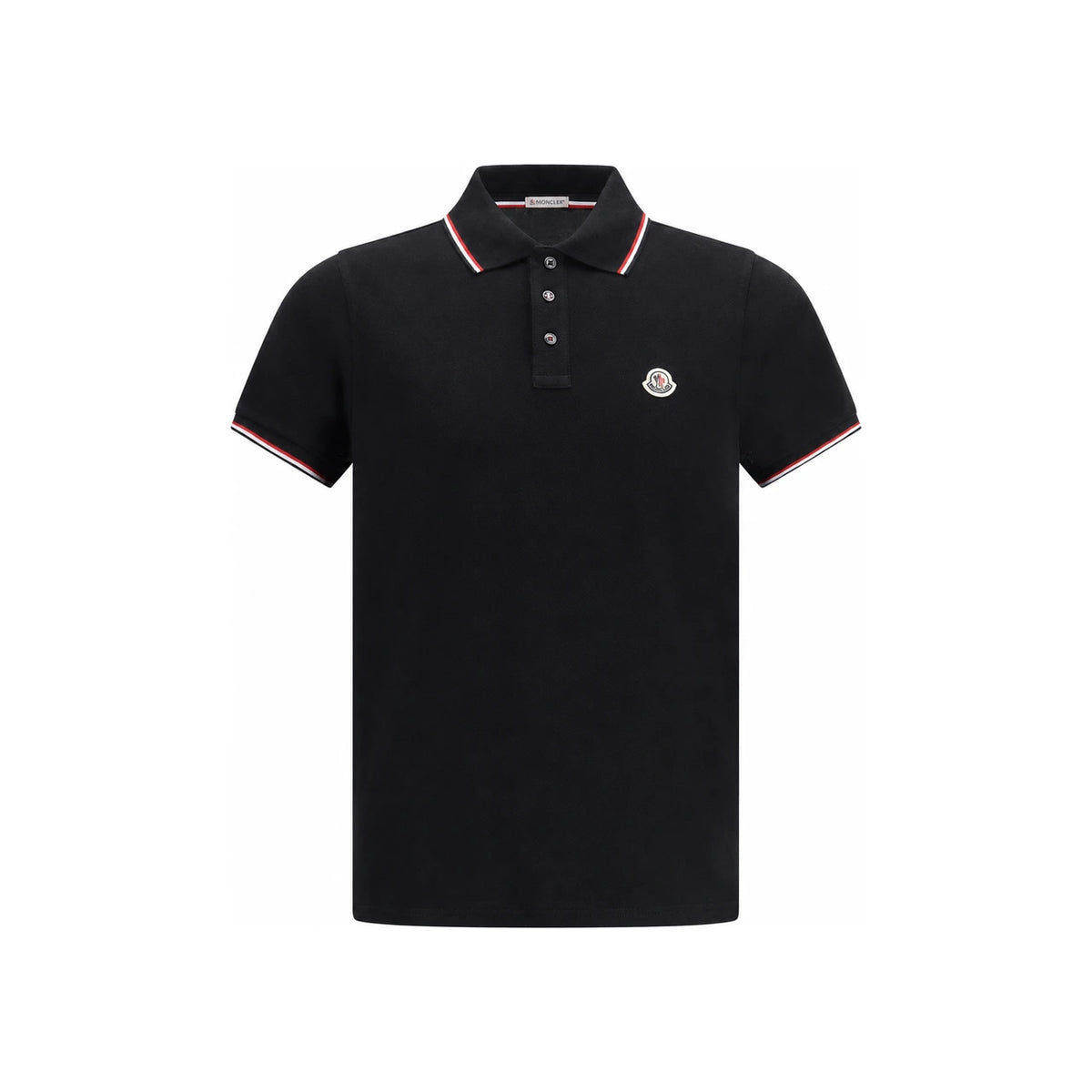 Moncler Black Cotton Short Sleeve Polo Shirt for Men