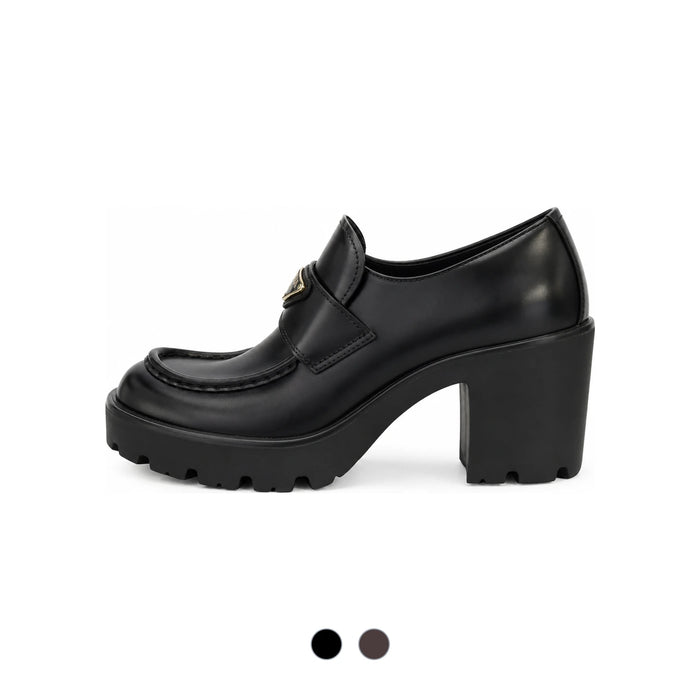 PRADA Brushed Leather Women’s Loafers Black