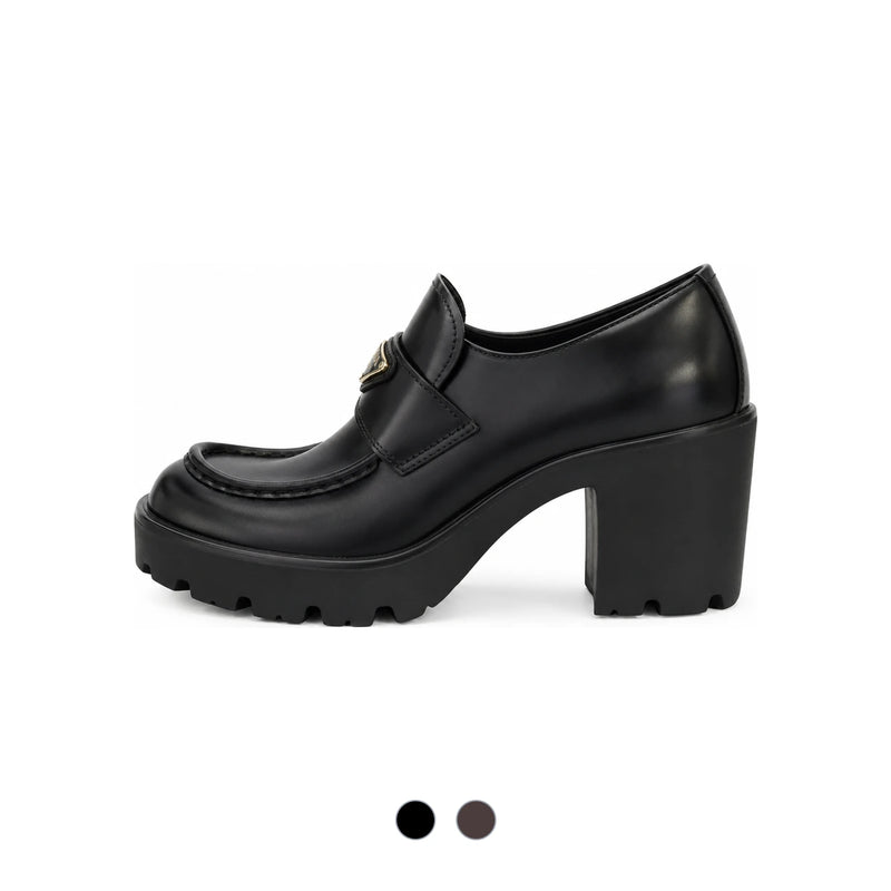 PRADA Brushed Leather Women’s Loafers Black