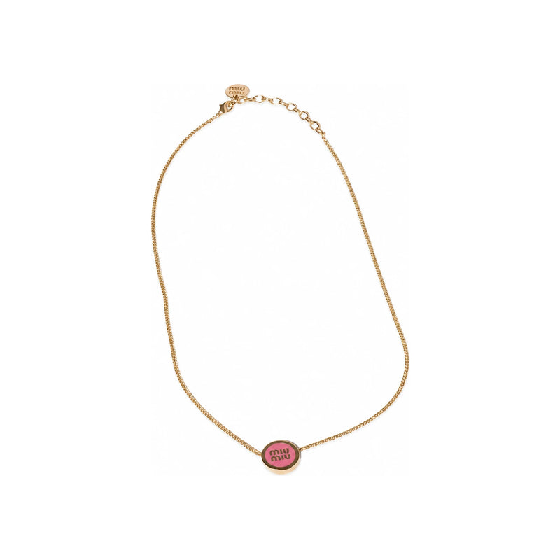 Miu Miu Gold-Tone Metal Pendant Necklace 5IC096 2F6T F0638
