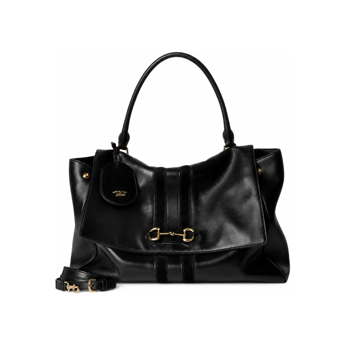 GUCCI Black Leather Paparazzo Large Top Handle Shoulder Bag
