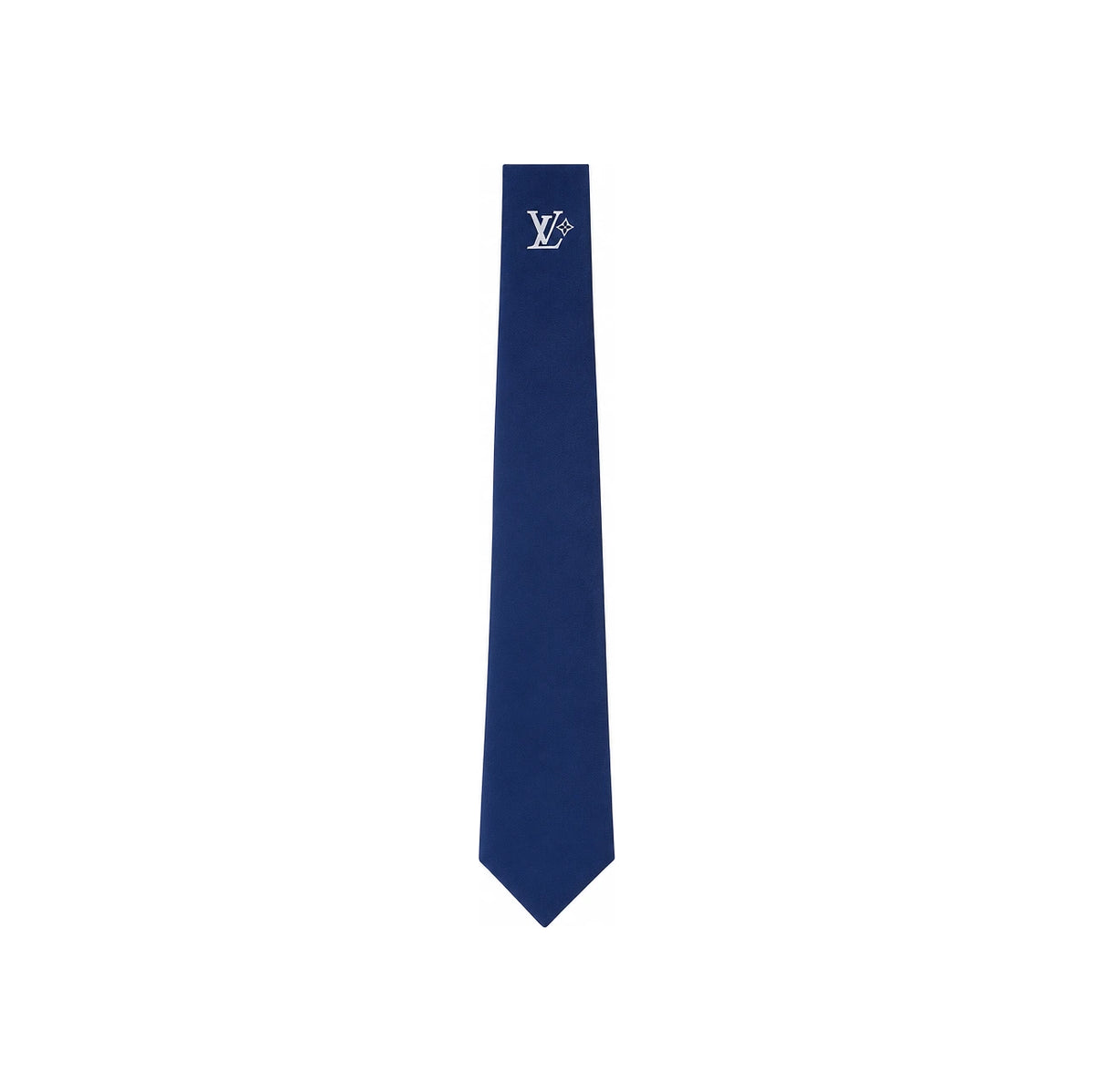 Louis Vuitton Navy Pure Silk Tie with White Jacquard Signature