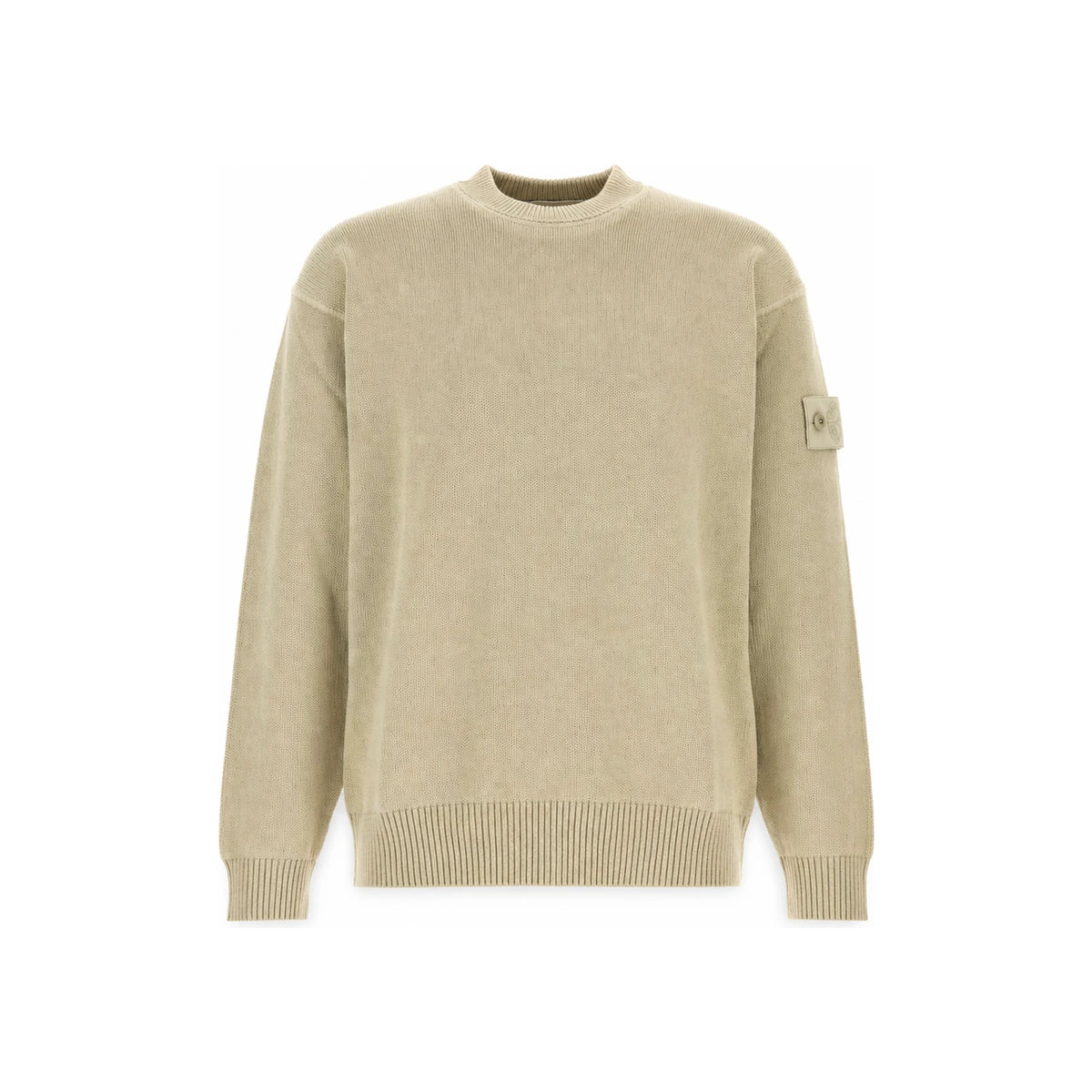 STONE ISLAND Wool Round Neck Knit Sweater Men Black