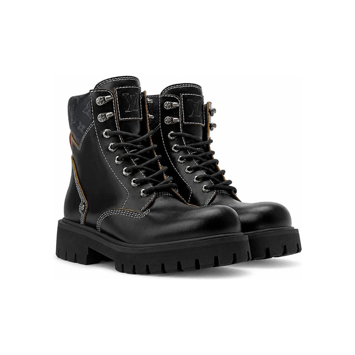 Louis Vuitton Black LV Remix Combat Chelsea Boots