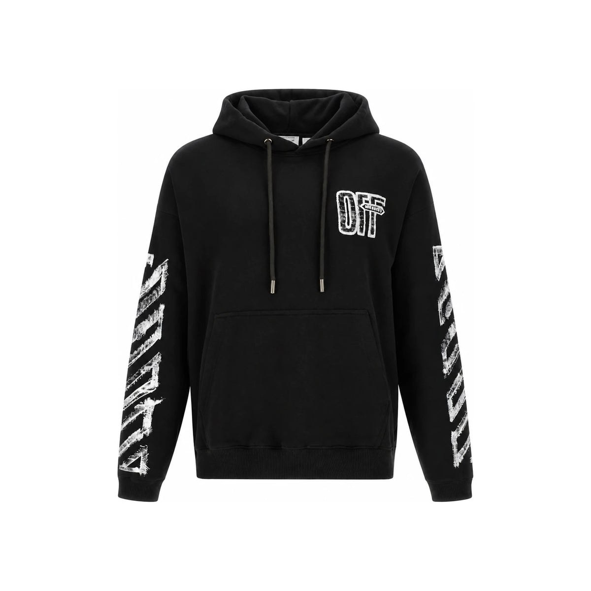OFF WHITE Black Cotton Logo Print Hoodie