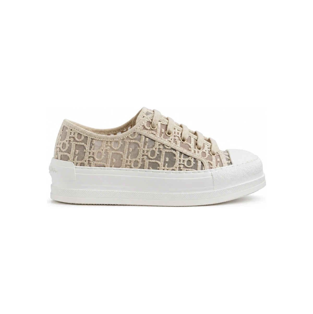 DIOR Ecru Dior Oblique Embroidered Mesh Platform Low-Top Sneakers KCK546OEN S02U