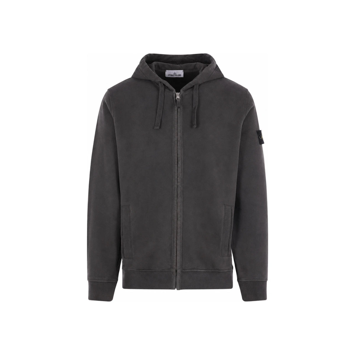 STONE ISLAND Lead Grey Brushed Fleece Hooded Zip Jacket
