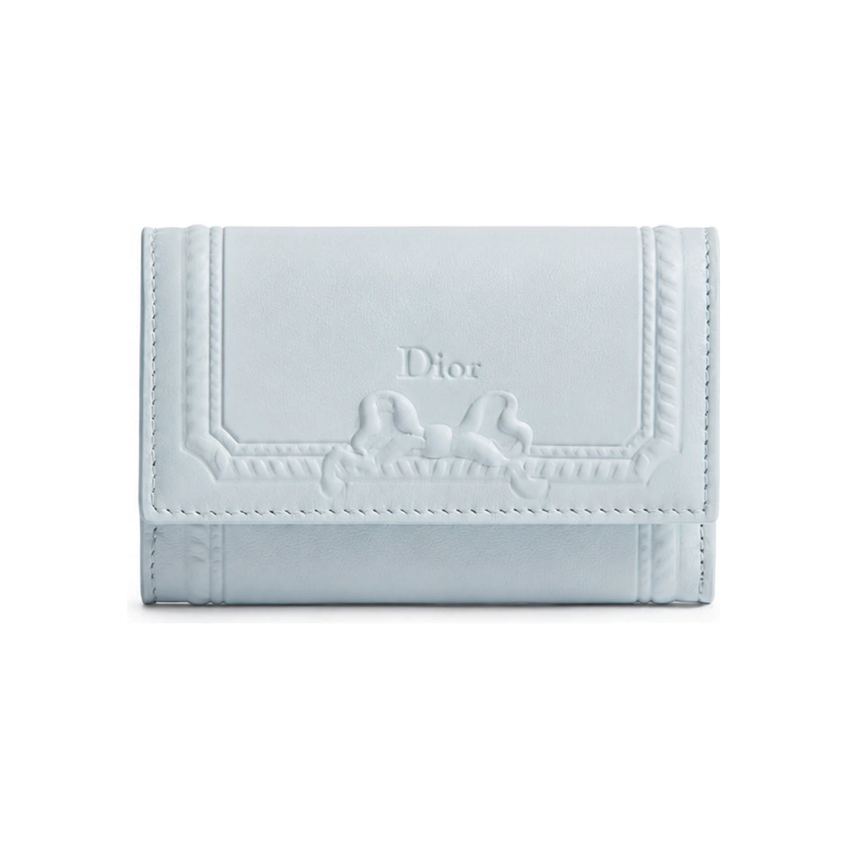 DIOR Ice Blue Debossed Calfskin Card Holder S3811PQWF M39Z