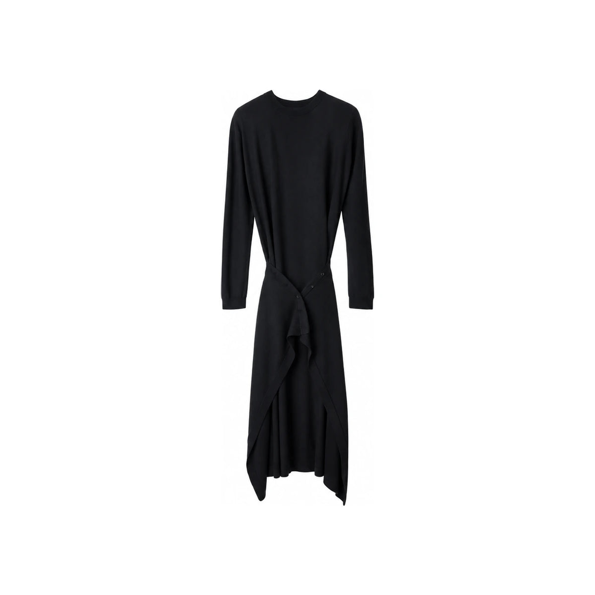 Lemaire Merino Wool Button Midi Dress Black