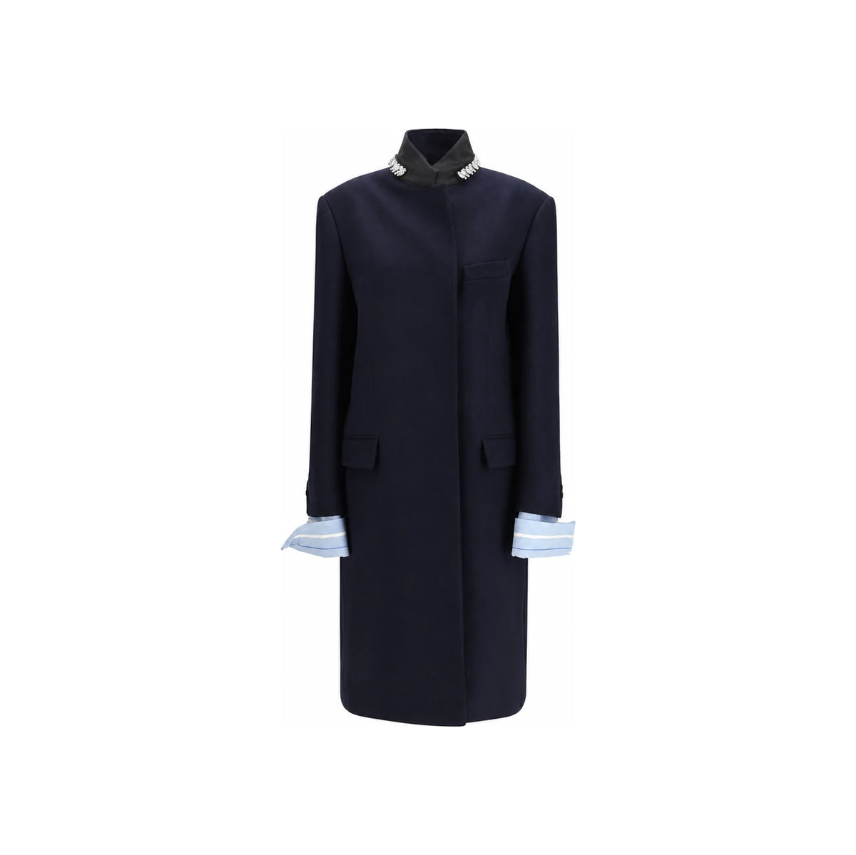 PRADA Black Wool Blend Long Coat