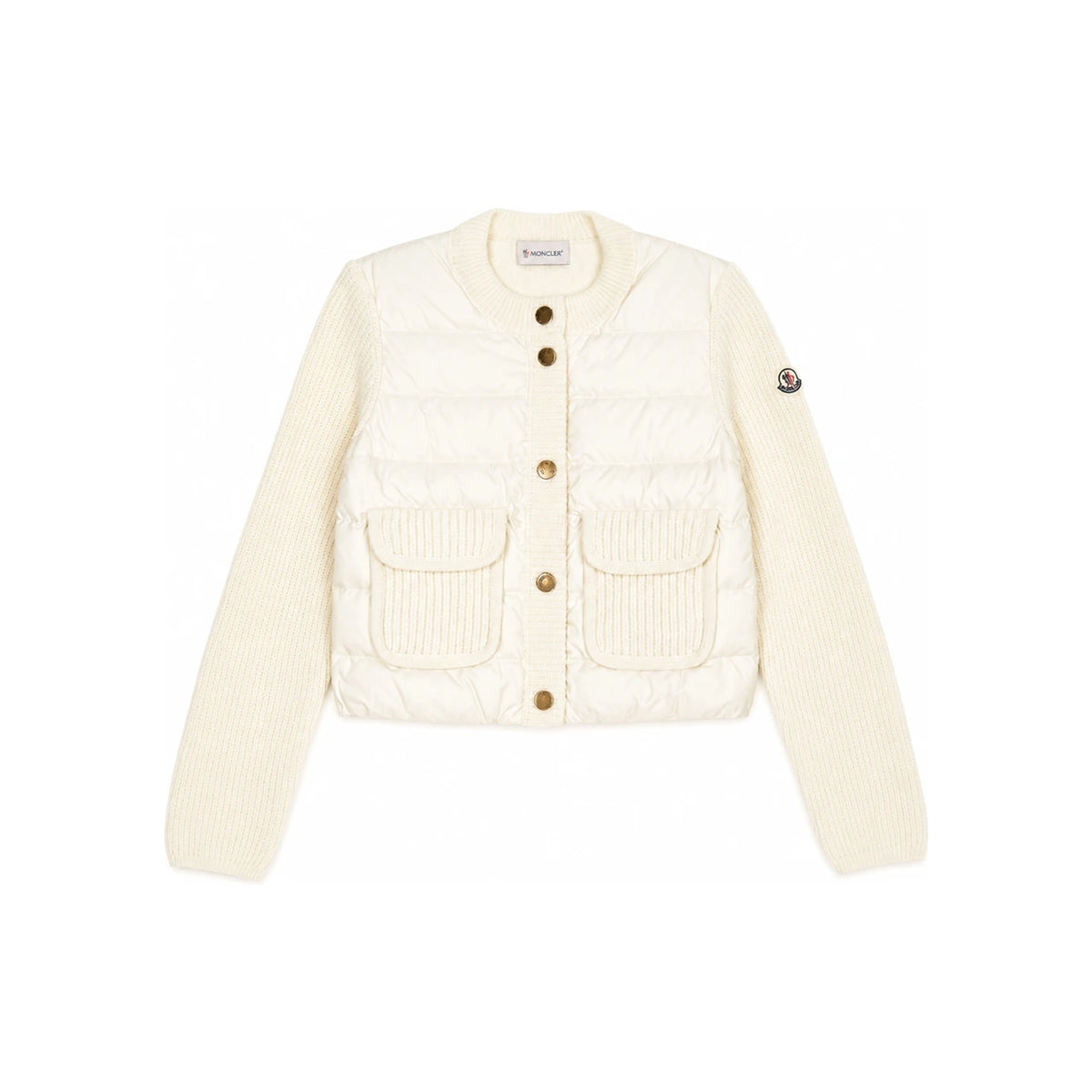 Moncler Kids Padded Cardigan White Knit Women’s
