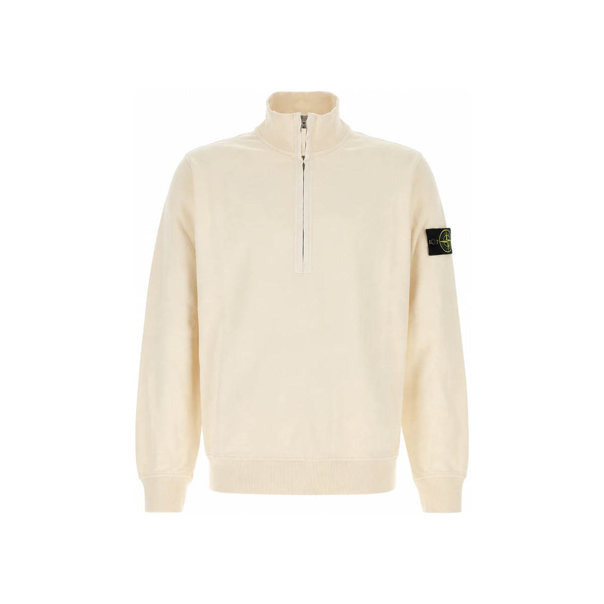 STONE ISLAND Brushed Organic Cotton Half Zip Sweatshirt Men Black