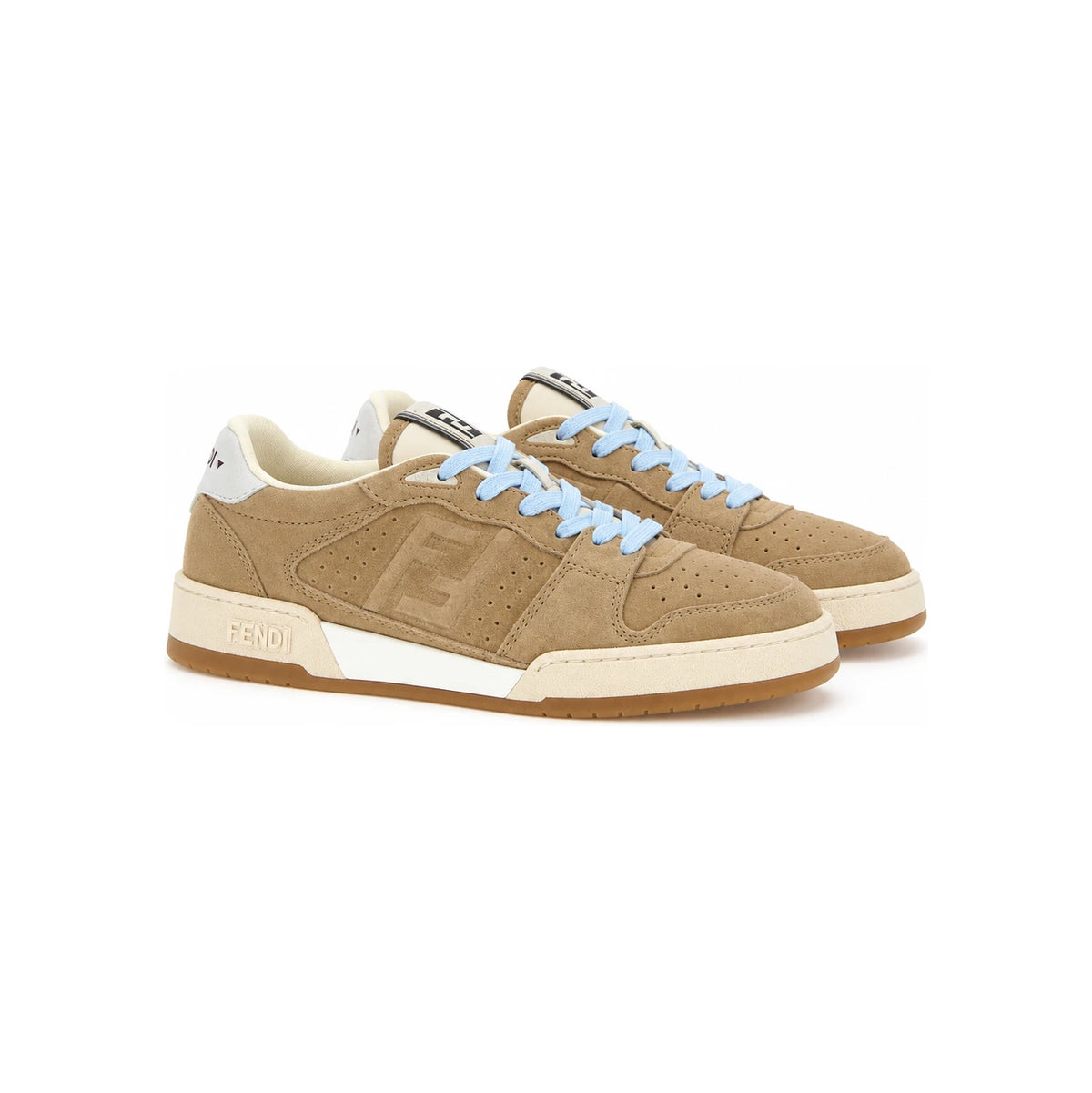 FENDI Beige Leather Low-Top Sneakers for Men