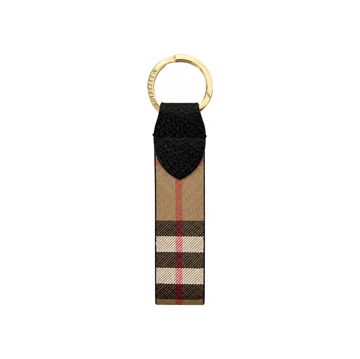 BURBERRY Signature Check Keyring Black Keychain 8121448