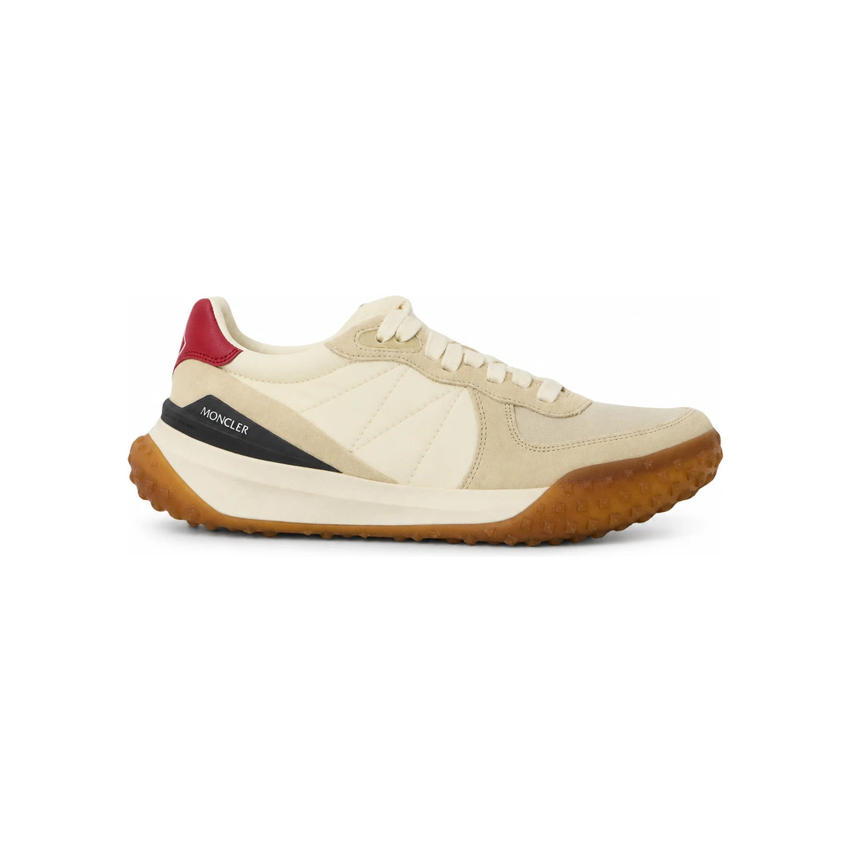 Moncler White Ivory Leather Low-Top Sneakers for Men