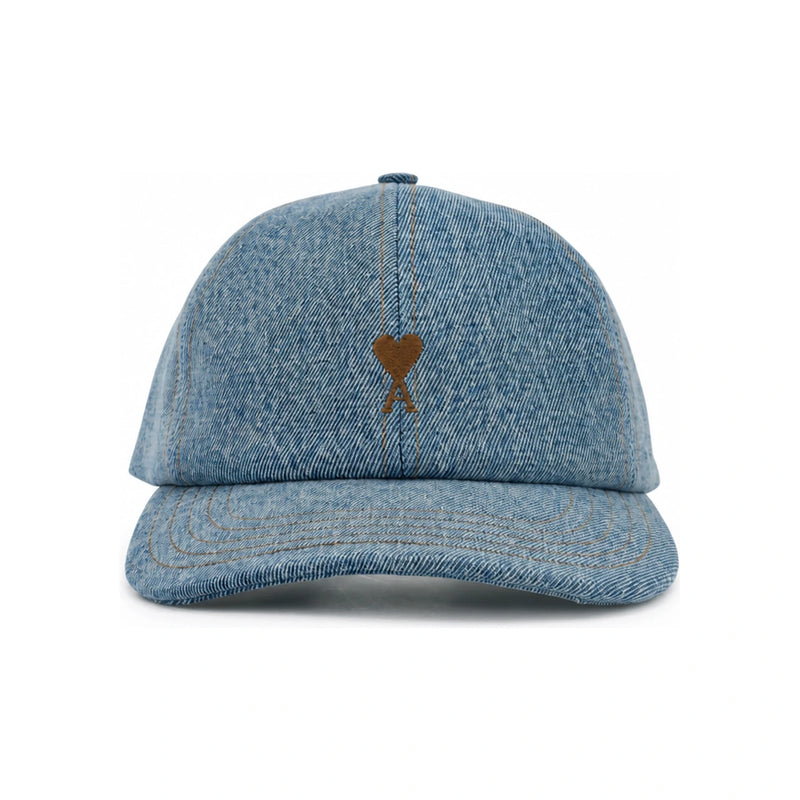 AMI Heart Logo Denim Baseball Cap Navy