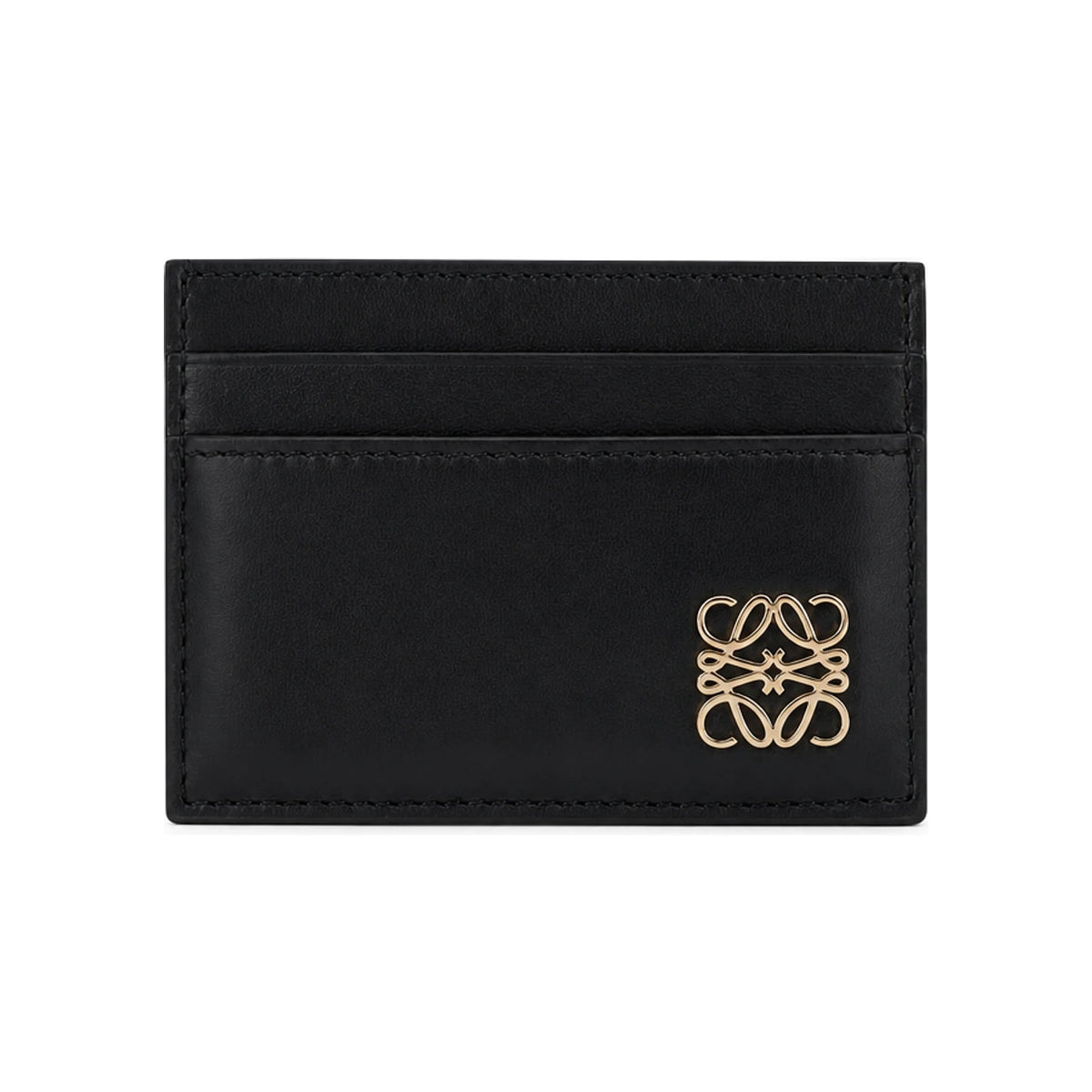 LOEWE Puffer Anagram Logo Card Holder Black Leather Wallet