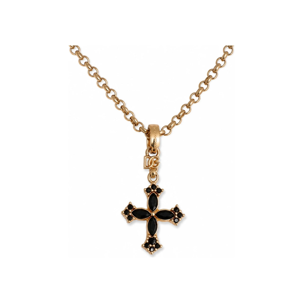 Dolce&Gabbana Women’s Black Cross Pendant Chain Necklace