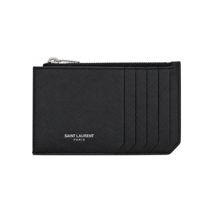 Saint Laurent Unisex Black Fragments Zip Card Holder Wallet
